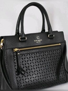 Rare Kate Spade Perri Lane Romy Black Leather Satchel Crossbody EUC